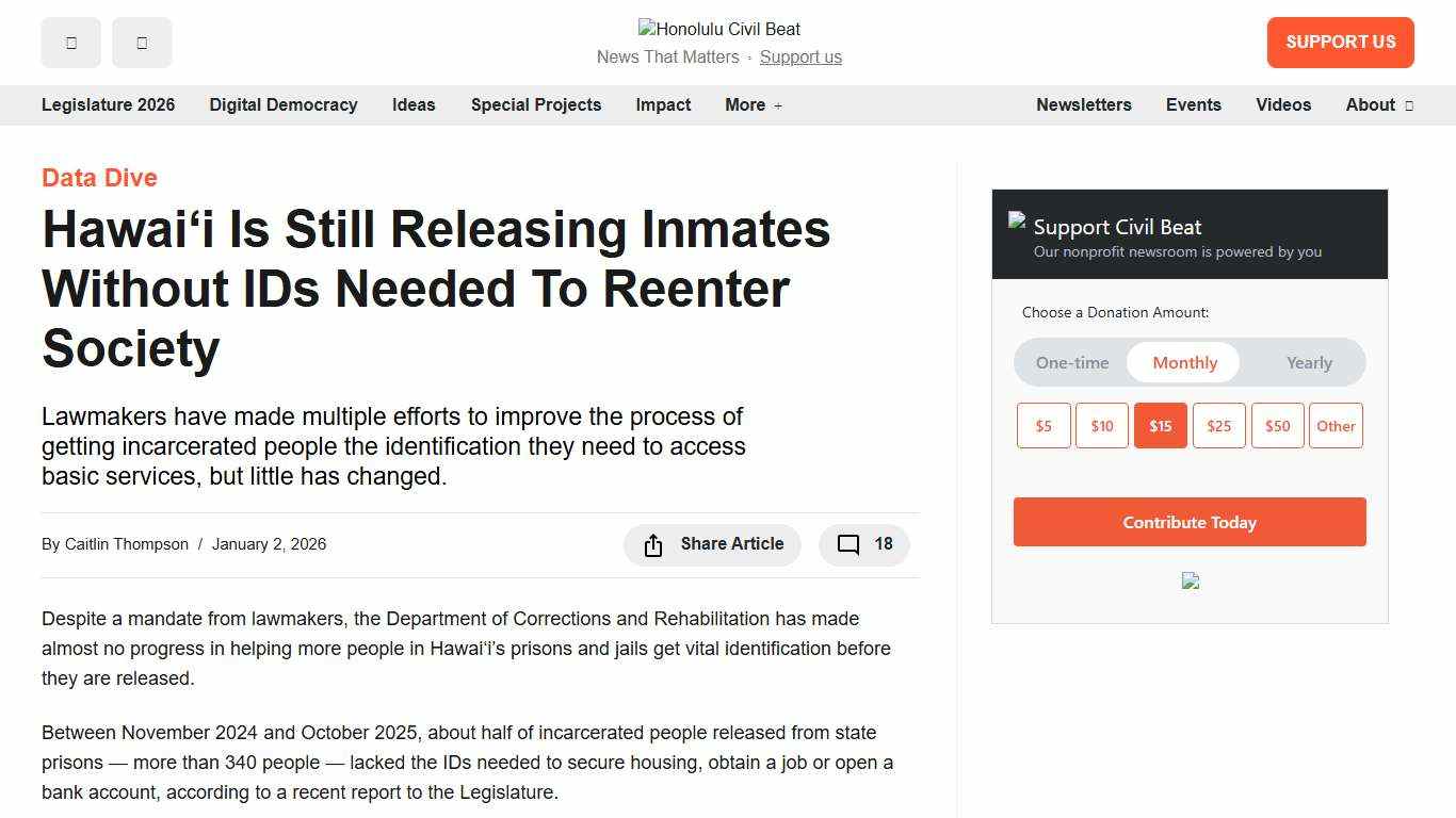Hawaiʻi Is Still Releasing Inmates Without IDs Needed To Reenter Society - Honolulu Civil Beat